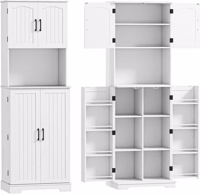 Credenza da Cucina Alta Giordanoshop Stile Country in MDF Bianco L: 60 cm, P: 40 cm, H: 181,5 cm