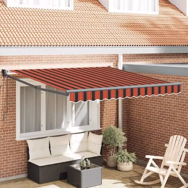 Tenda da sole automatica retrattile VIDAXL con motore in alluminio e poliestere, colori arancione e marrone, L: 3,5 m x P: 2,5 m