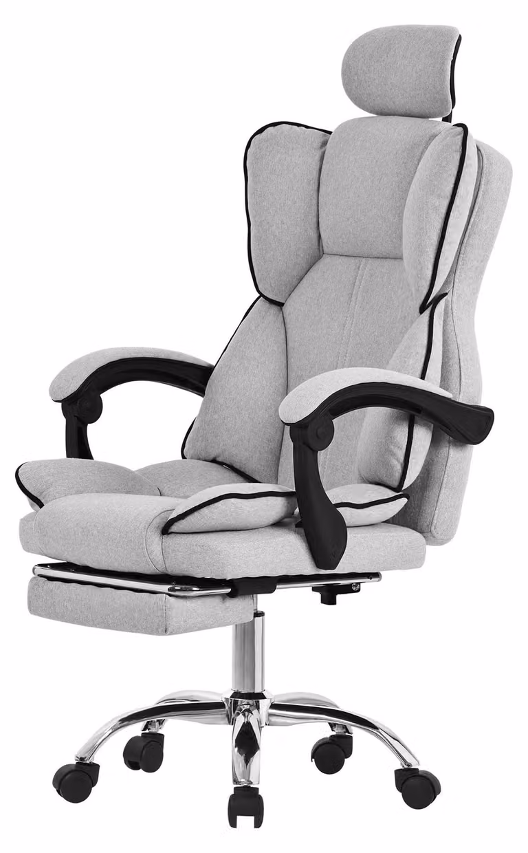 Sedia da ufficio ergonomica, colore grigio chiaro, regolabile in altezza, altezza 130,5 cm