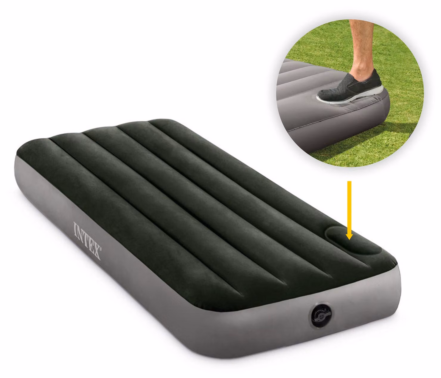 Materasso gonfiabile singolo, 191x76x25 cm, con pompa a pedale integrata, marca INTEX, modello 64760