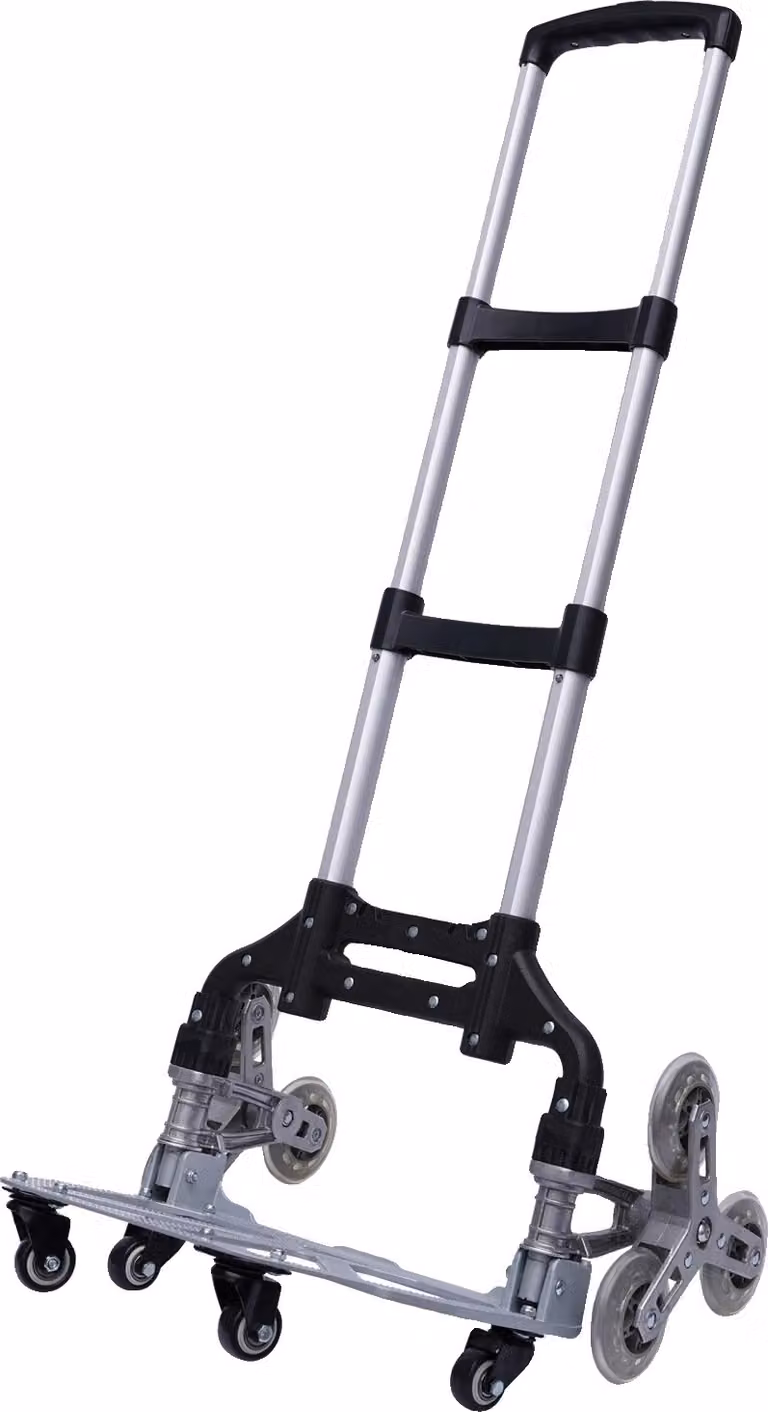 Carrello saliscale, trasporto bagagli, carico 165 libbre, design a 10 ruote, carrello pieghevole in alluminio, nero M