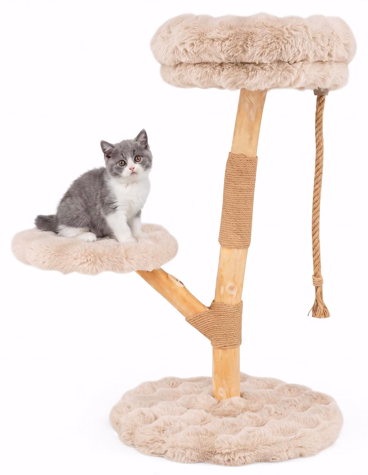 KOMFOTTEU Birnbaum: Albero per gatti multistrato, con tiragraffi, comodo spazio per sedersi, corda sospesa e piattaforma per saltare. Centro giochi per gatti domestici e cuccioli