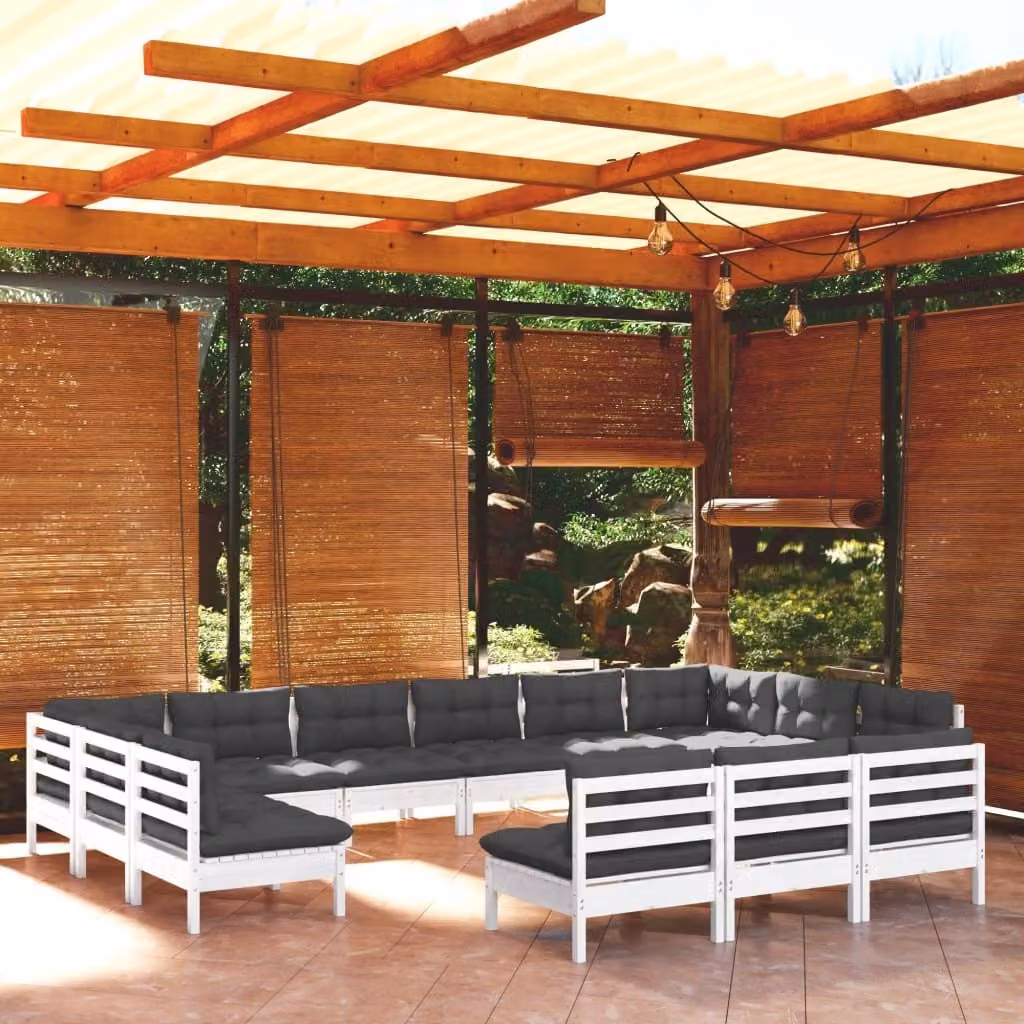 Maison Exclusive - Set Divani da Giardino 13 pz con Cuscini BiancLegno di Pino