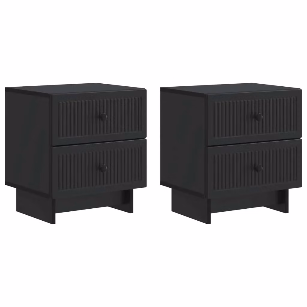 Set di 2 Armadi da Notte Moderni vidaXL in MDF Nero Opaco L 43 cm, P 34,5 cm, H 47,5 cm – 2