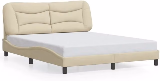 Letto matrimoniale | Letto per adulti | Giroletto senza Materasso Hvar Crema 160x200 cm in Tessuto