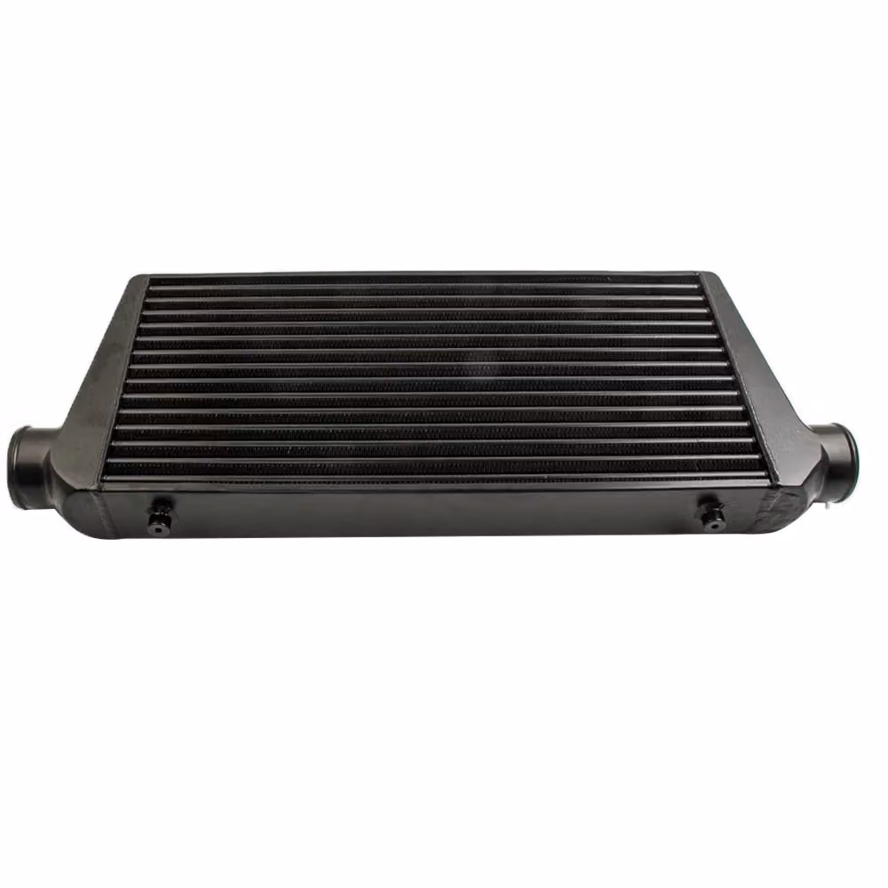 Intercooler turbo universale, 600 x 300 x 76 mm, design a tubi e alette, nero