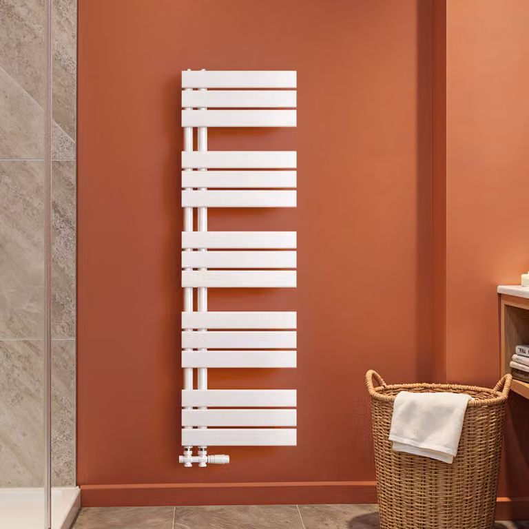 S'AFIELINA 1320x400mm Radiatore da bagno Radiatore per asciugamani Radiatore a pannello piatto per bagno Attacco laterale Bianco 570 Watt
