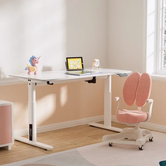 Scrivania Ringe pro.tec per cameretta, regolabile in altezza con sollevamento elettrico, Bianco, L: 120 cm, P: 60 cm – 1