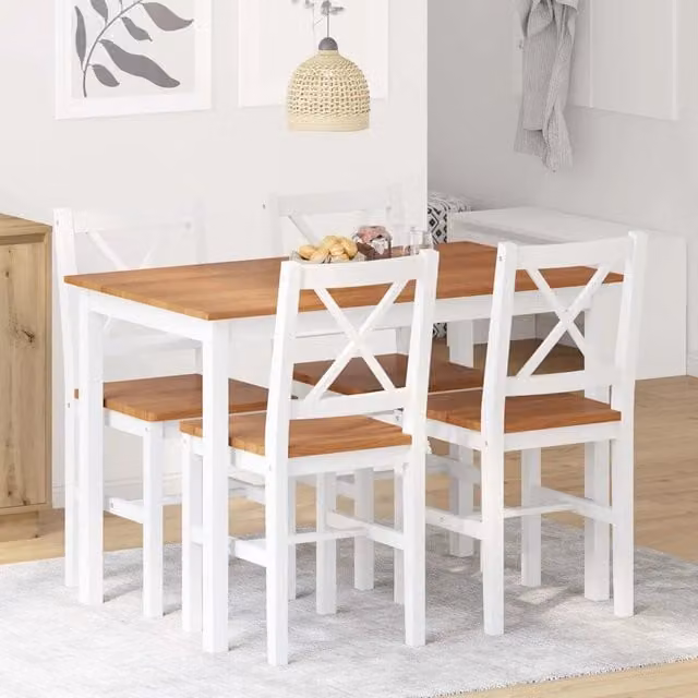 Set da Pranzo 5 pz Marrone e Bianco 240884