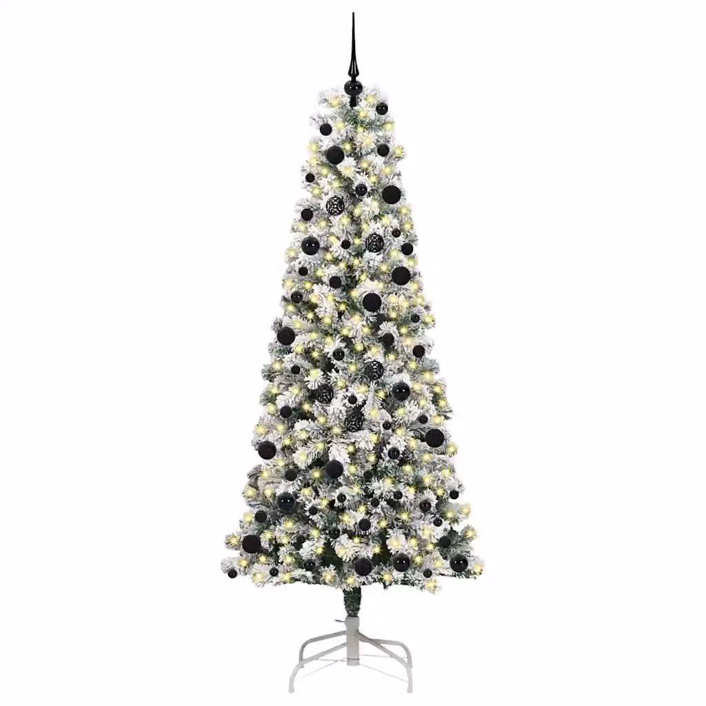 Albero di Natale artificiale moderno vidaXL con rami pieghevoli e luci LED bianco caldo, Altezza: 240 cm – 2