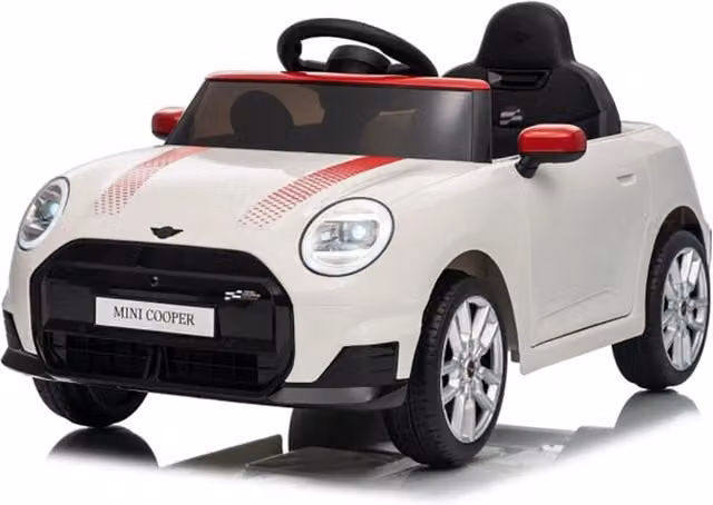 Macchina Elettrica per Bambini Licenza Ufficiale Mini Cooper S Cabrio 12V Sedili in Pelle e Telecomando Bianco