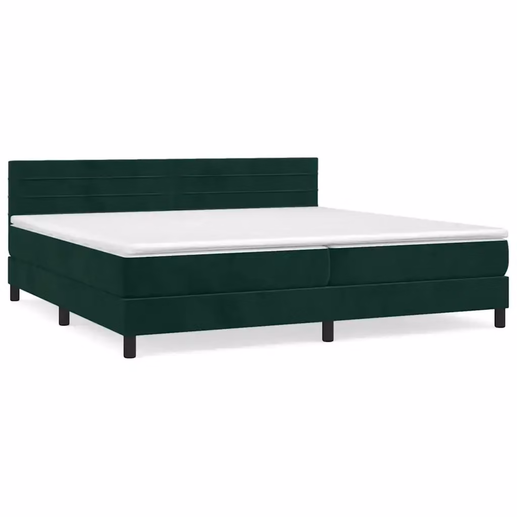 Letto Ibrido con Giroletto a Molle e Materasso in Velluto Verde Scuro vidaXL L/P/H: 200 x 200 x 31 cm – 2