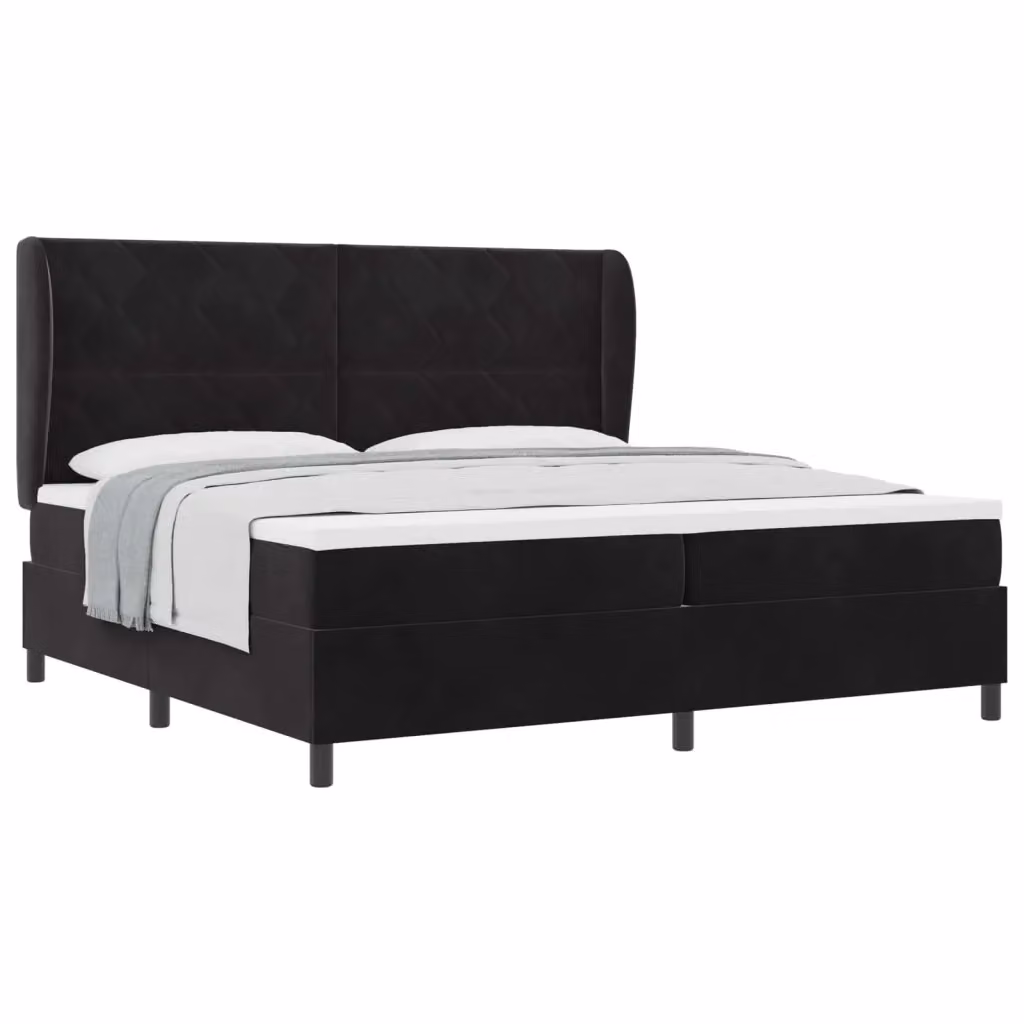 Letto Ibrido con Testiera in Velluto Nero vidaXL L/P/H: 200 x 200 x 28 cm – 2