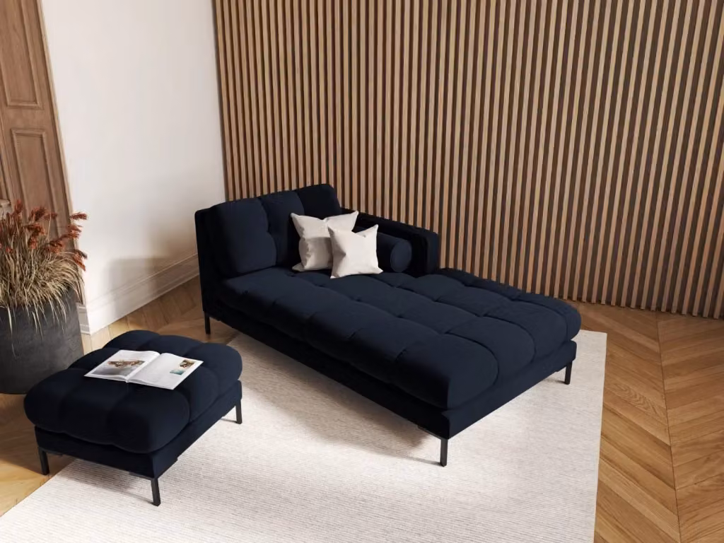 Chaise longue destra Bali di Cosmopolitan Design in velluto blu scuro, L/P/H: 164 x 102 x 75 cm – 2