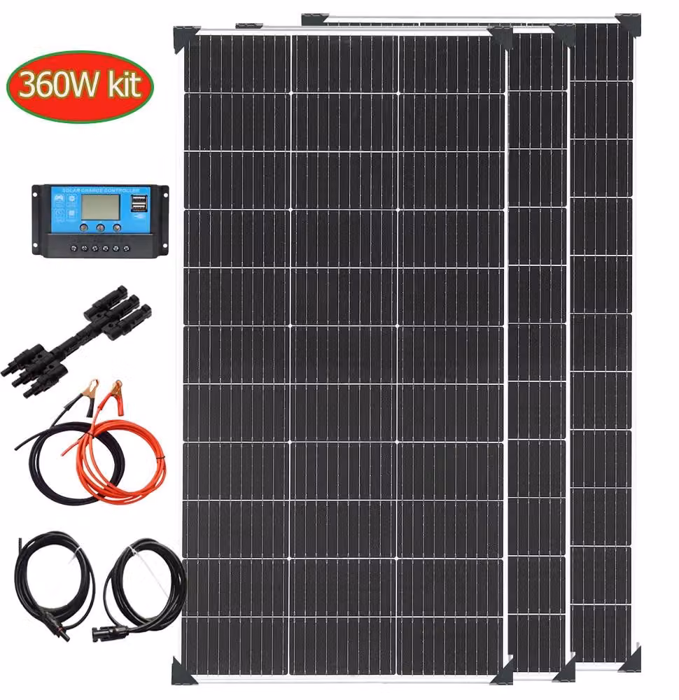 Moduli solari, alta efficienza, design compatto, kit solare da 12V e 360W