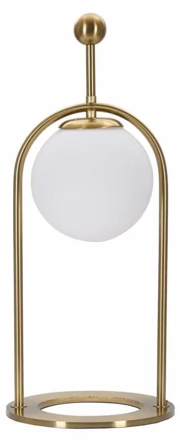 Lampada da Tavolo Glamy Arc Ø21x50 cm in Ferro e Vetro Oro e Bianco
