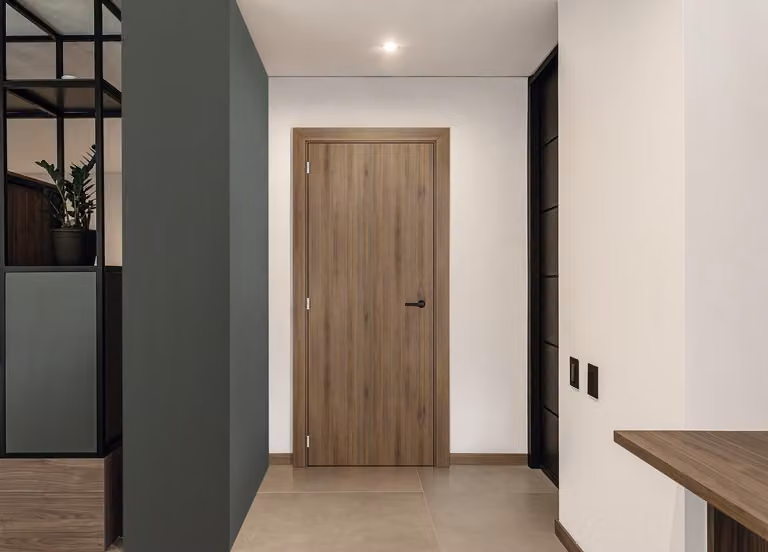 Blocco porta Light Walnut H204 x L93 cm, lato tavola P. destro, GD MENUISERIES