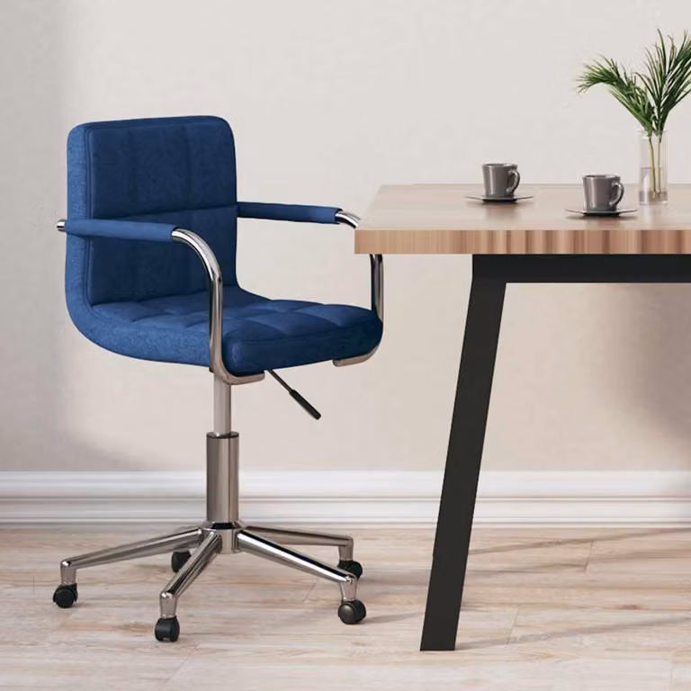 Sedia da ufficio girevole vidaXL in tessuto blu con ruote per casa e ufficio