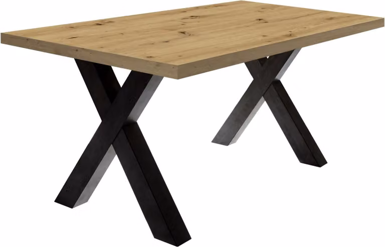 Tavolo da pranzo Eike 8 160 x 90 x 75 Tavolo da pranzo acciaio nero/rovere nodoso 13444-160