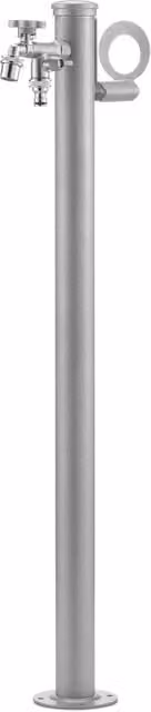 Fontana da Giardino Belfer 42/SRR con Doppio Rubinetto in Alluminio e Acciaio, Colore Argento