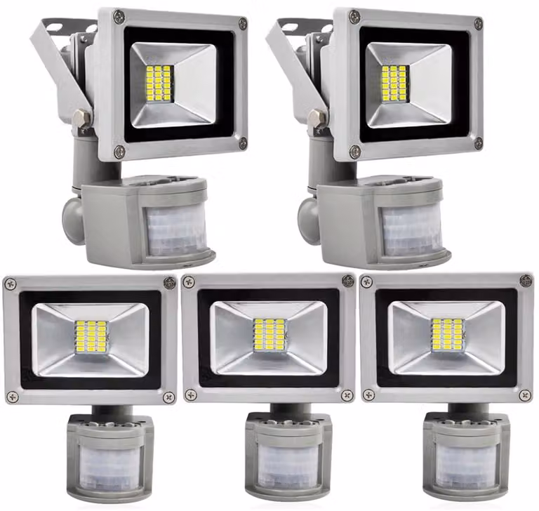 Greenmigo 5x 20W Proiettore LED Proiettore con rilevatore di movimento Bianco freddo Bianco freddo Illuminazione di oggetti Proiettore da esterno Proiettore da parete Proiettore
