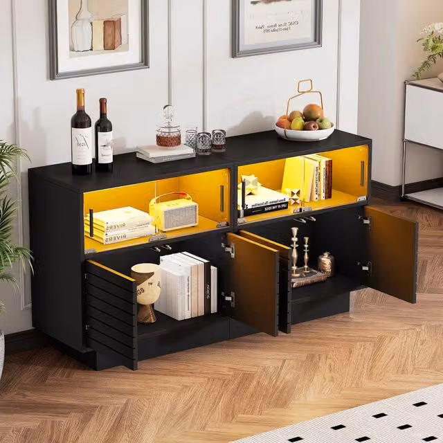 Credenza con Anta in Vetro e LED ¨C MINIMAL ¨C 130x35x68 cm