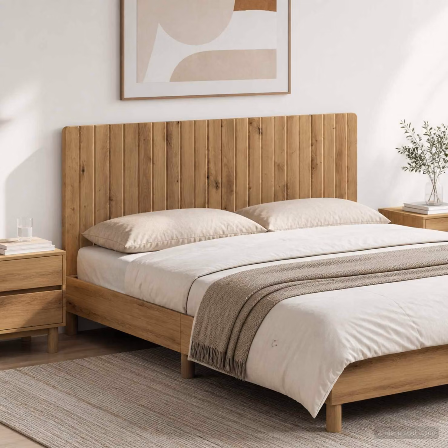 Testiera da muro vidaXL ZWOLLE in legno ingegnerizzato rovere marrone con ripiano integrato e scomparti laterali L: 140 cm, H: 50 cm, P: 3 cm