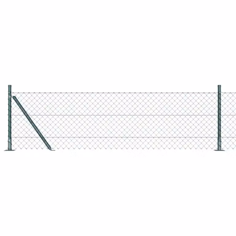 Recinzione a maglie vidaXL con base in cemento, rete in acciaio rivestita in PVC, colore verde, L: 10 m, H: 0,6 m