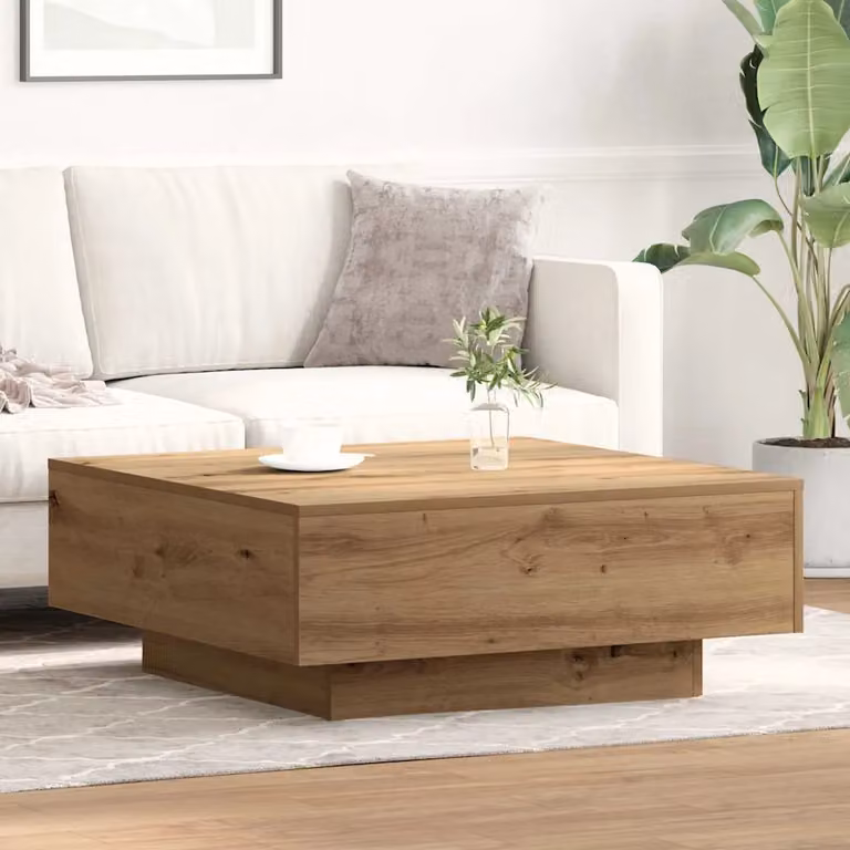 Tavolino da salotto moderno vidaXL in rovere marrone, L 80 x P 80 x H 31 cm