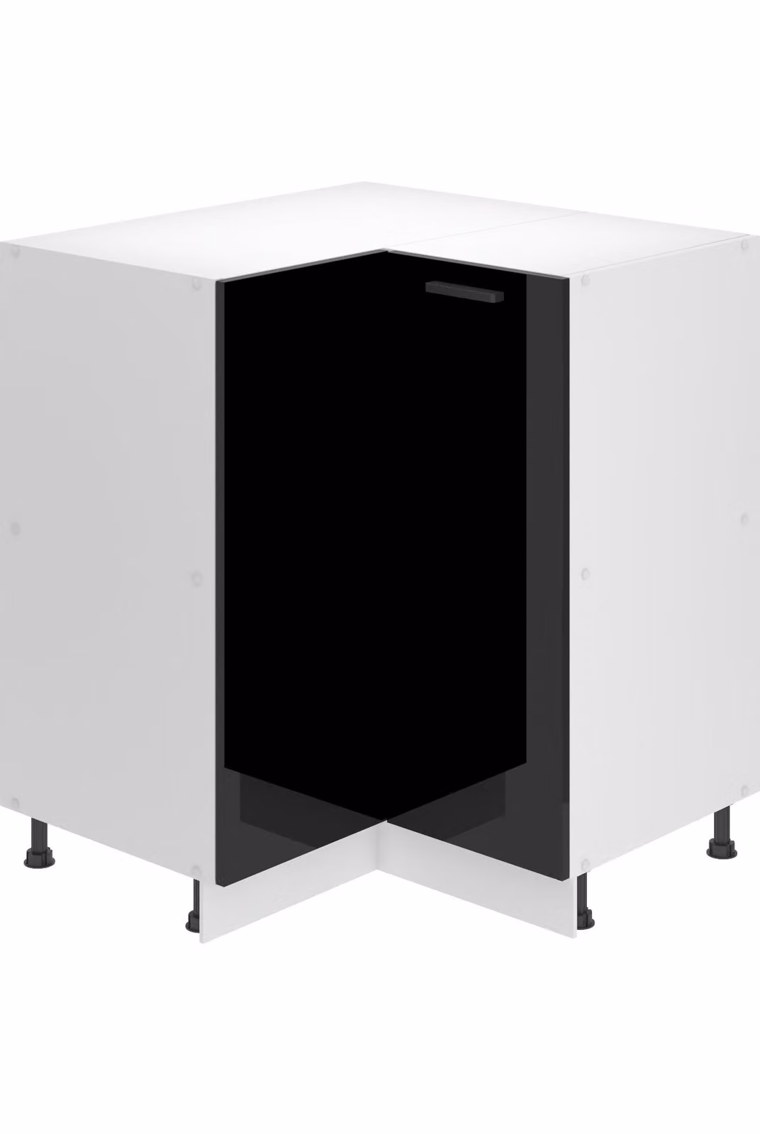 Base da cucina Belini, base da cucina larga 90 cm. Base per cucina SNP senza piano di lavoro. Mobile da cucina ad angolo con 1 anta, nero lucido