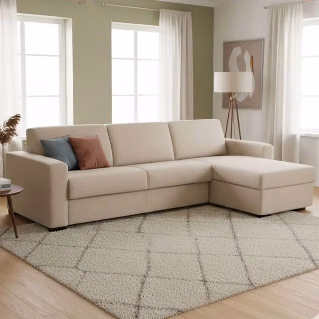 Divano Letto Allegria Talamo Italia con Penisola Sfoderabile, L Made in Italy, Grigio, L: 260 cm, P: 95 cm