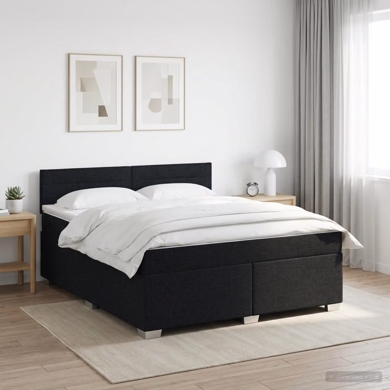 Maison Exclusive - Letto boxspring con materasso nero 160 x 200 cm Tessuto