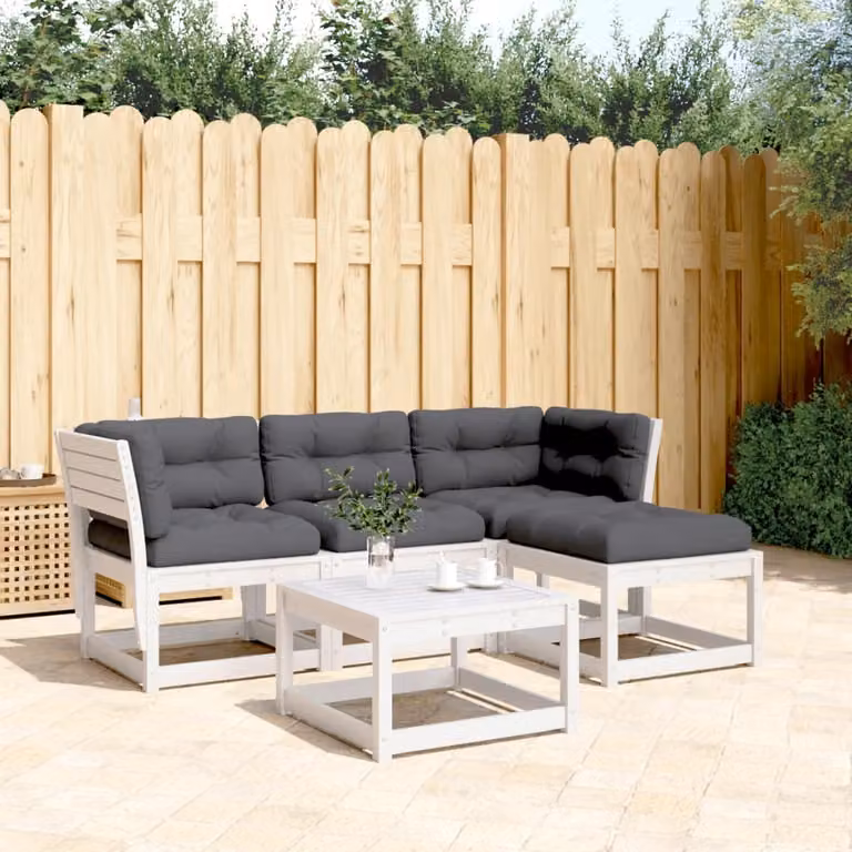 Maison Exclusive - Set Salotto Giardino 4pz con Cuscini Bianco Legno Massello Pino