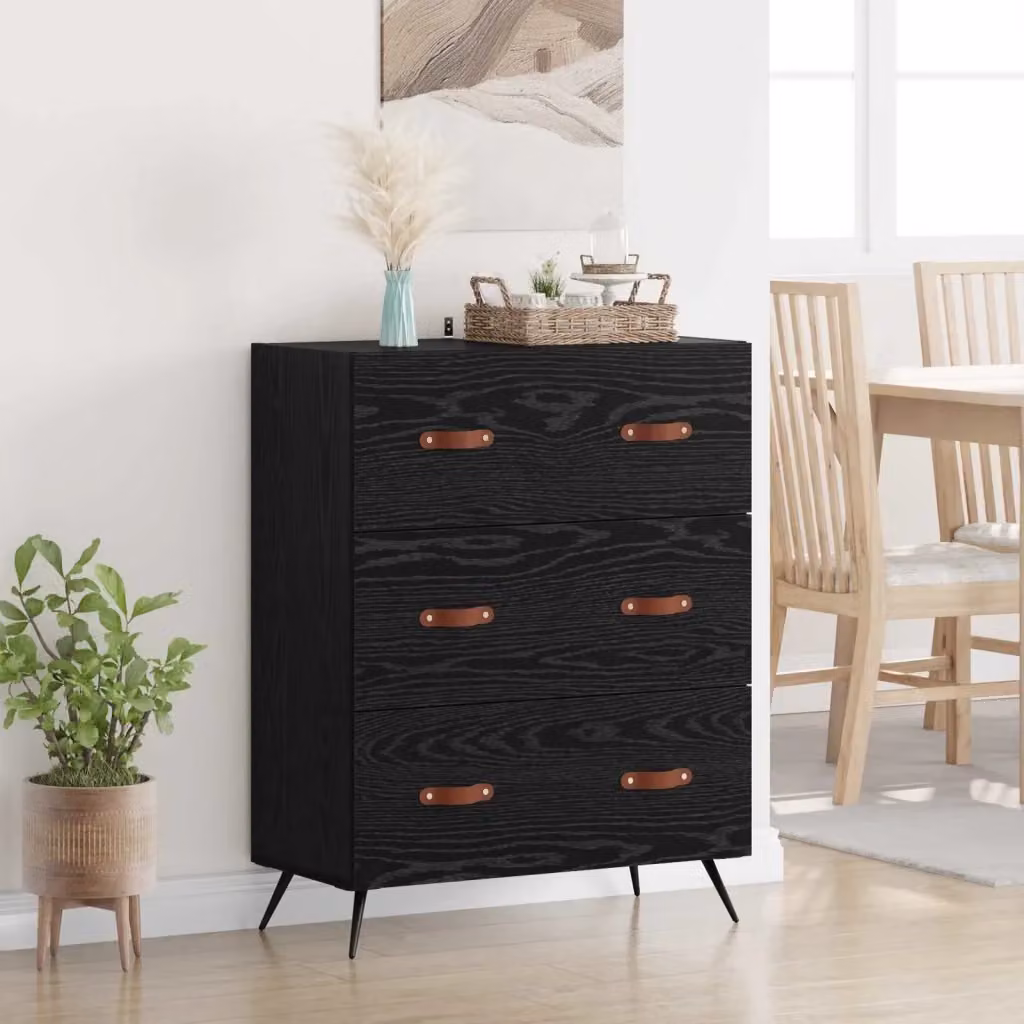Cassettiera in legno ingegnerizzato e metallo Design In, colore Rovere Nero, L: 69,5 cm, P: 34 cm, H: 90 cm – 2