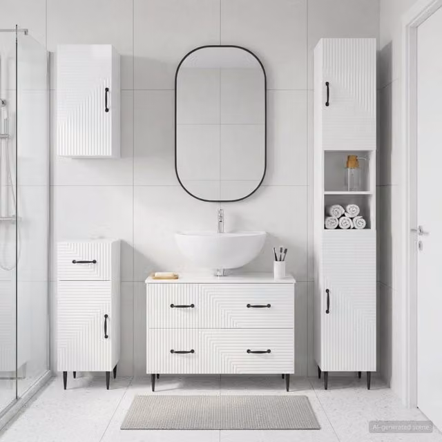 Set di Mobili da Bagno da 4 Pezzi HAARLEM Bianco Lucido 3417940