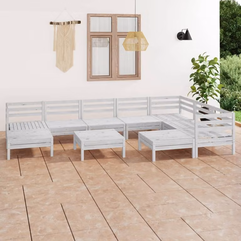Maison Exclusive - Set Salotto da Giardino 10 pz in Legno Massello di Pino Bianco