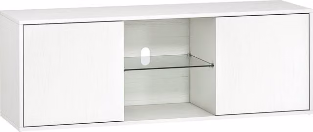Mobile Porta TV HOMCOM Moderno Bianco con Ante Soft Close e Ripiano in Vetro, Sospeso o a Terra, per TV fino a 55 pollici