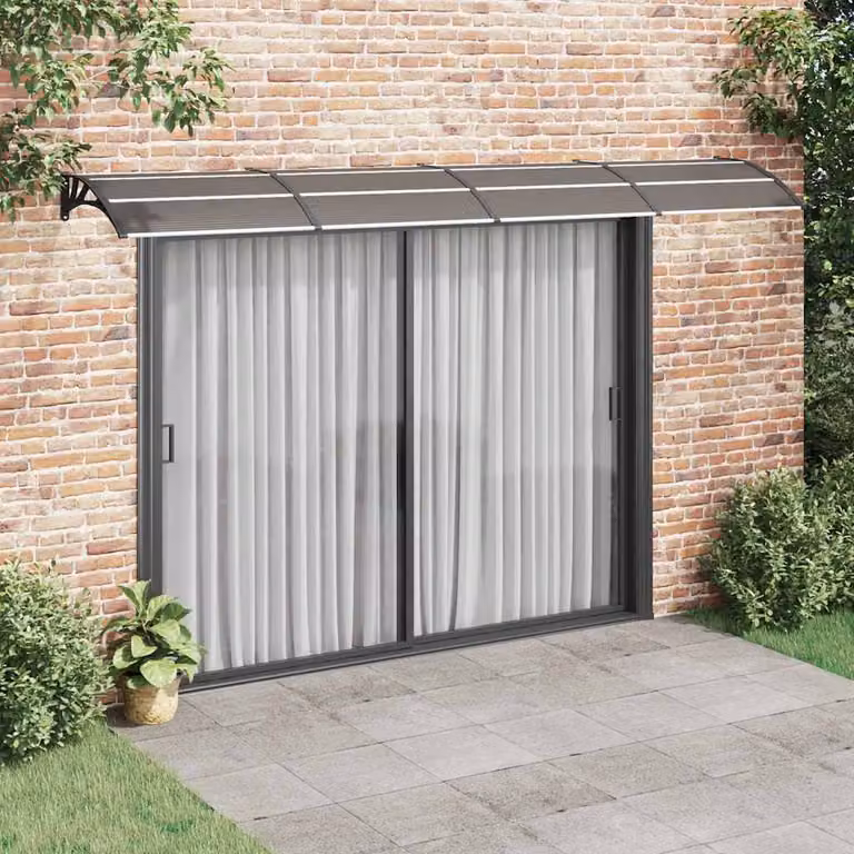 Pensilina per porta vidaXL in policarbonato e alluminio, colore nero, L: 400 cm, P: 100 cm