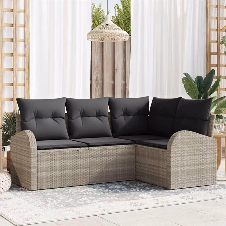 Maison Exclusive - Set Divano da Giardino 4 pcs Grigio chiaro polyrattan