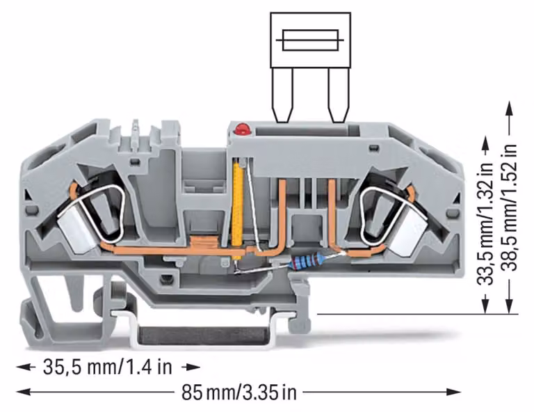 WAGO 2-L blocco fusibili 282-698/281-434 grigio per fusibile veicolo 24V