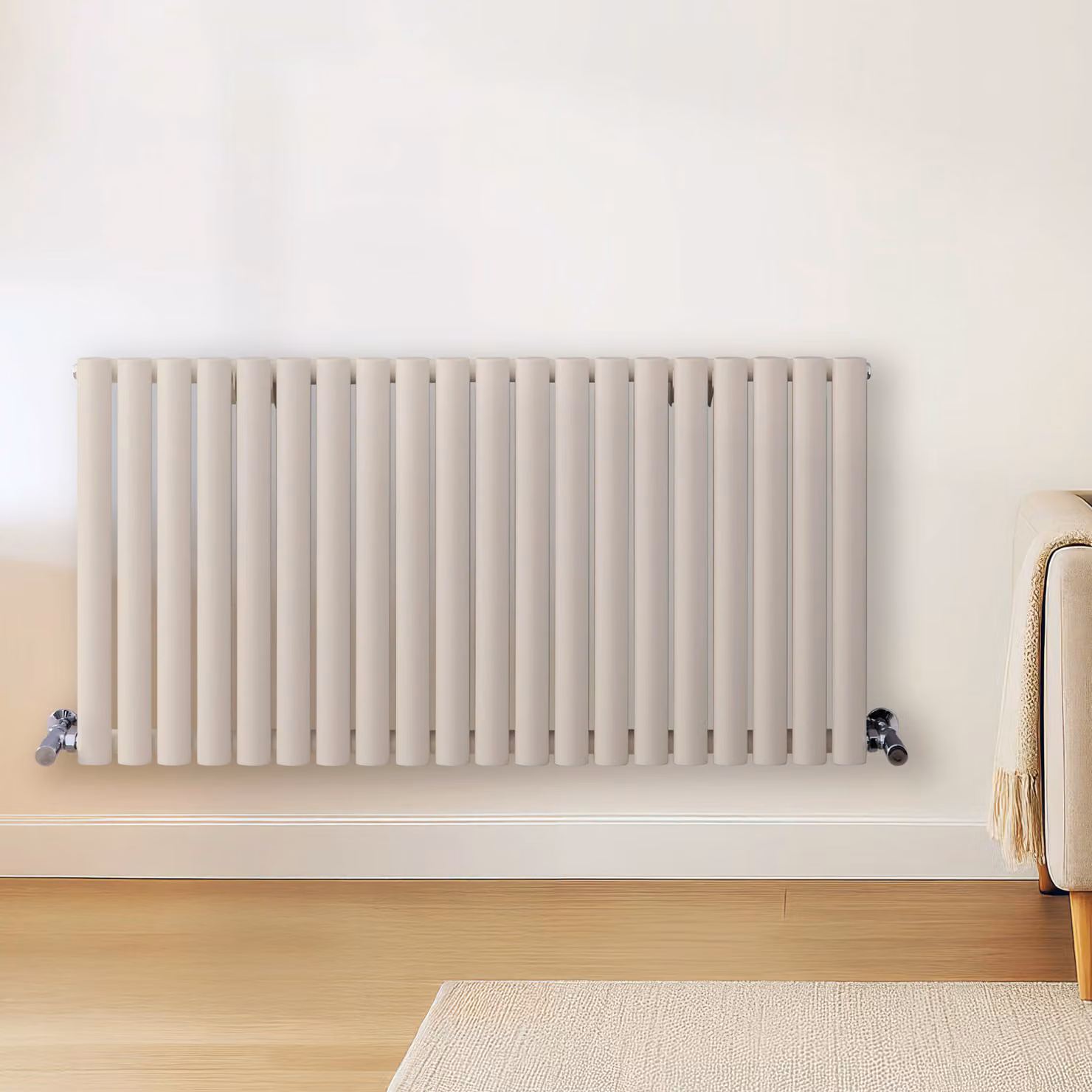 Radiatore di Design Orizzontale Bianco (Pearl Bianco) - 600mm x 1180mm - Pannello Doppio  - Revive