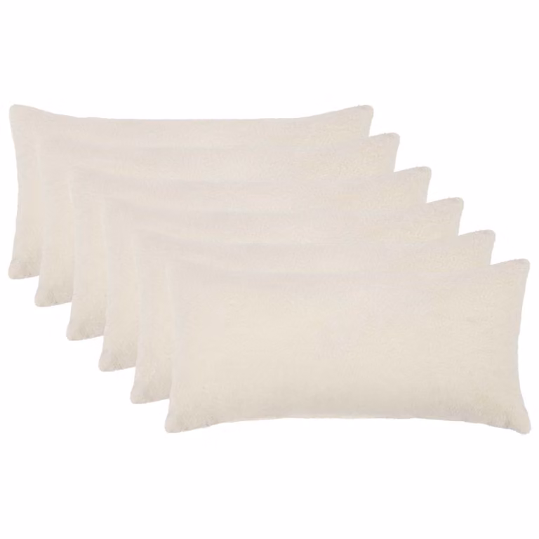 Set di 6 federe vidaXL HEERLEN in tessuto bouclé color crema, L 80 cm x P 40 cm