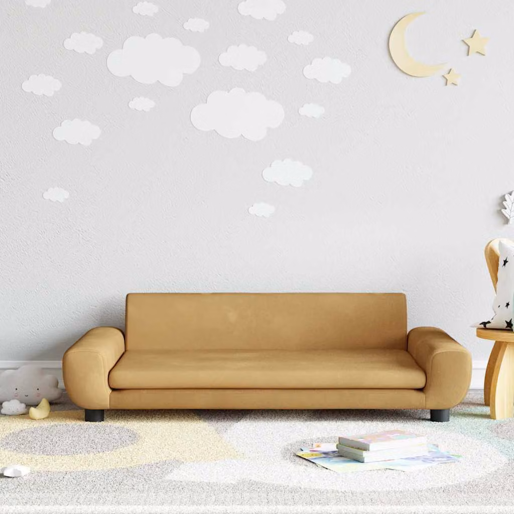 vidaXL Divano per bambini in velluto marrone L: 100 cm, P: 54 cm, H: 33 cm