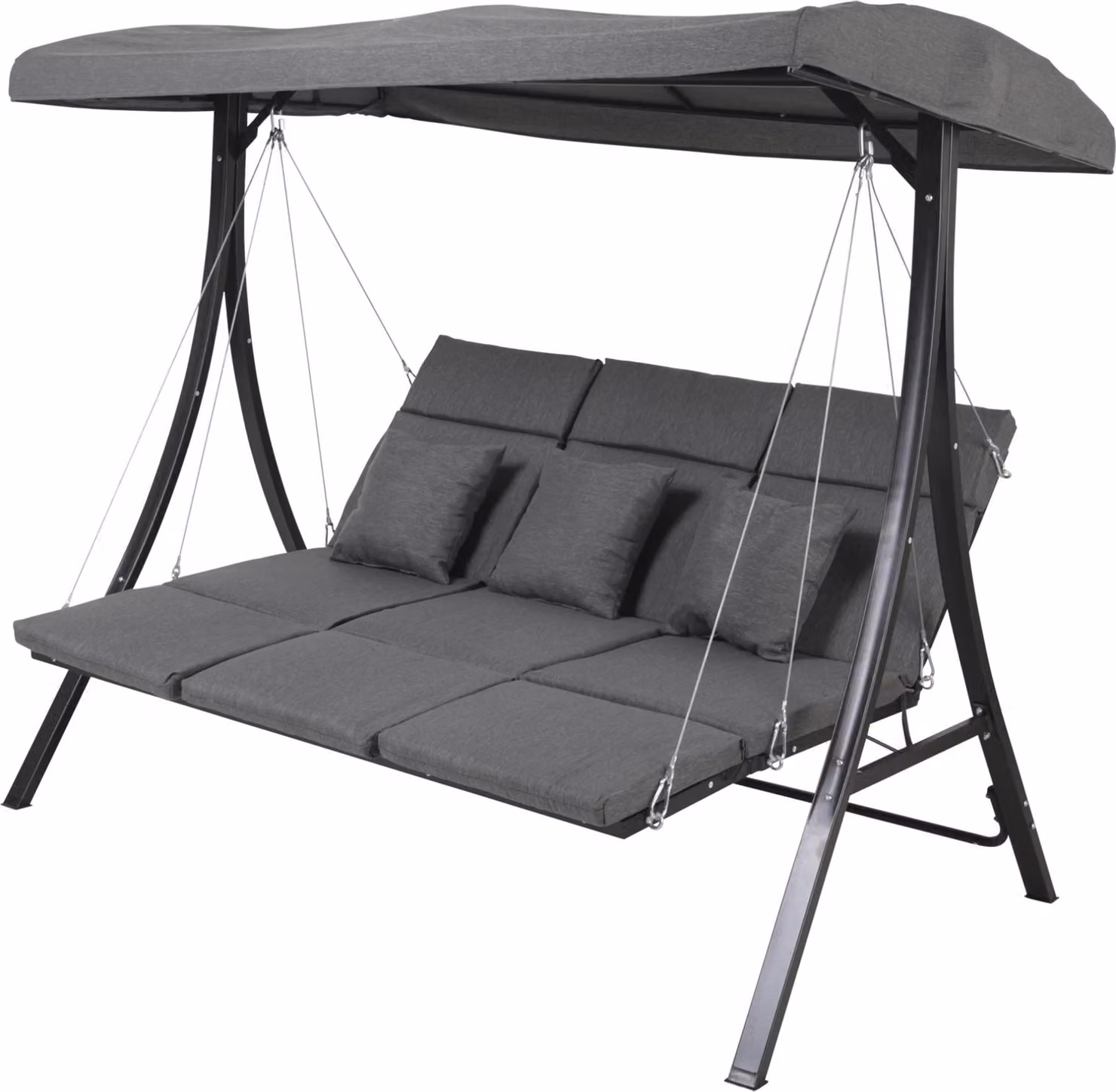 Panchina a dondolo - 200x114,5x168 cm - Acciaio - Olefina - Textilene