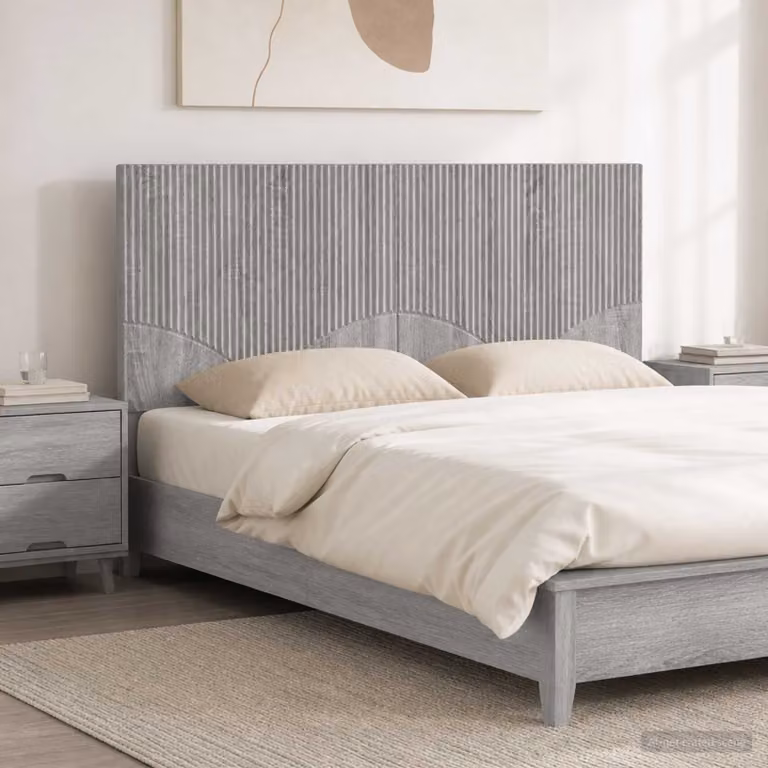 Testiera da muro vidaXL HOORN grigio con ripiano integrato in legno ingegnerizzato L: 120 cm, H: 50 cm, P: 10,4 cm