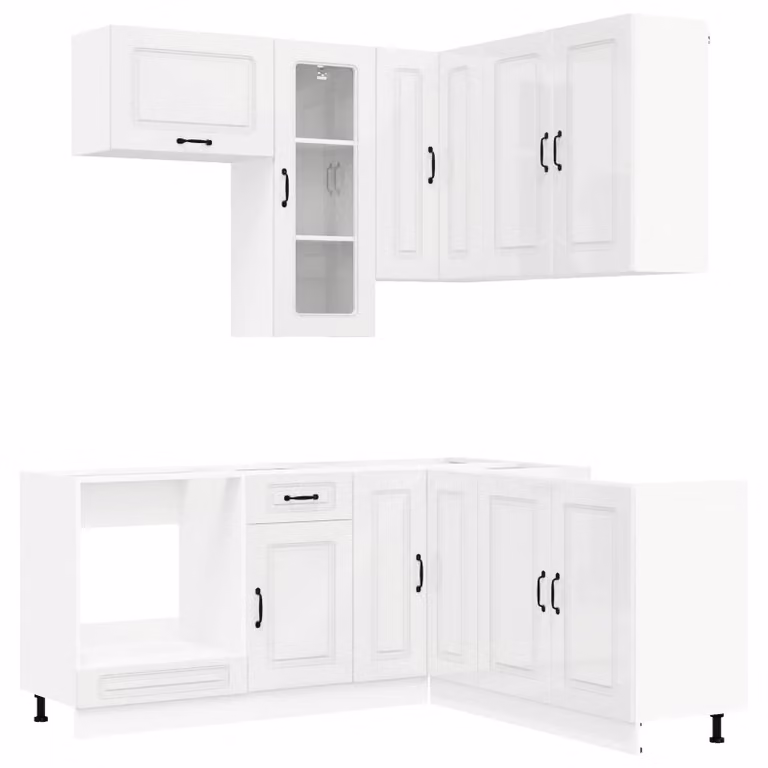 Set di accessori per cucina KALMAR, 8 pezzi, bianco lucido