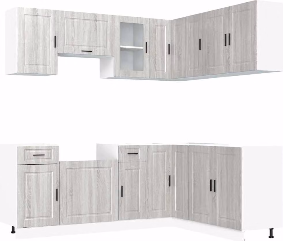 Set Mobili da Cucina 11 pz Porto Grigio Sonoma in Truciolato