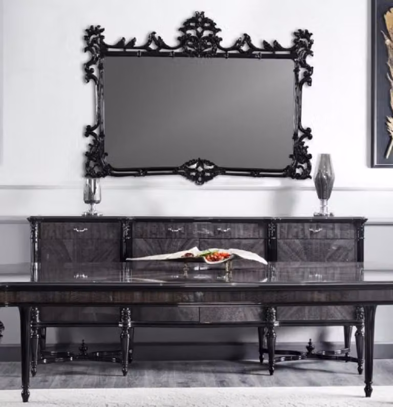 Casa Padrino Credenza barocca con specchio grigio/nero - Mobili barocchi - Mobili barocchi - Arredamento barocco - Nobile & Magnifico