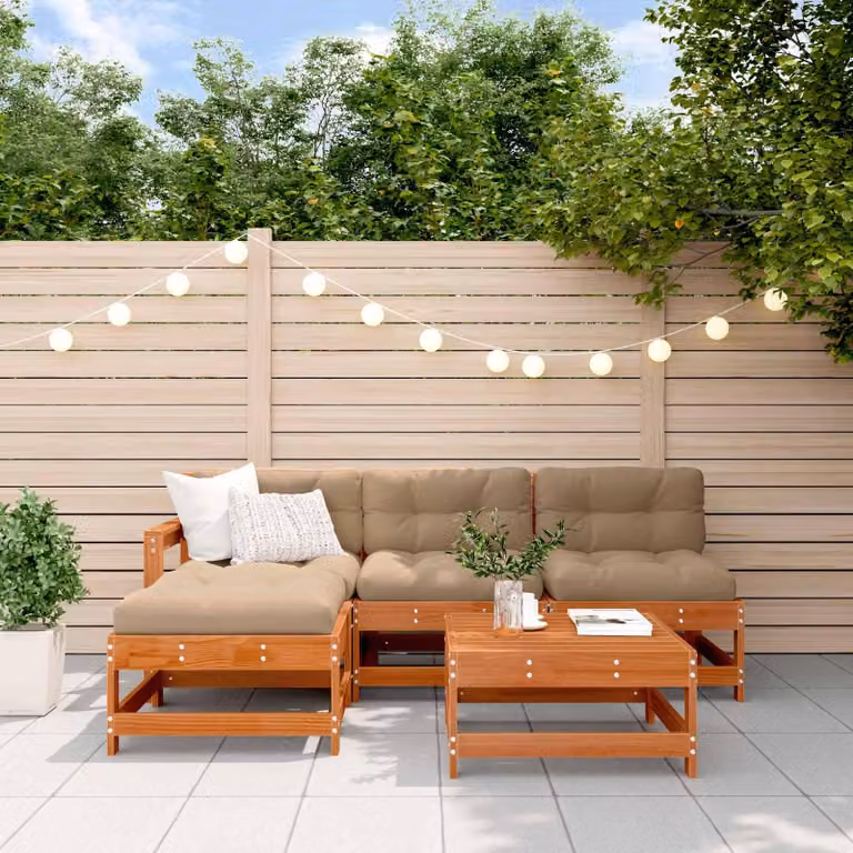Maison Exclusive - Set da lounge per giardino, 5 pezzi, color cera, in legno di pino, per 4 persone