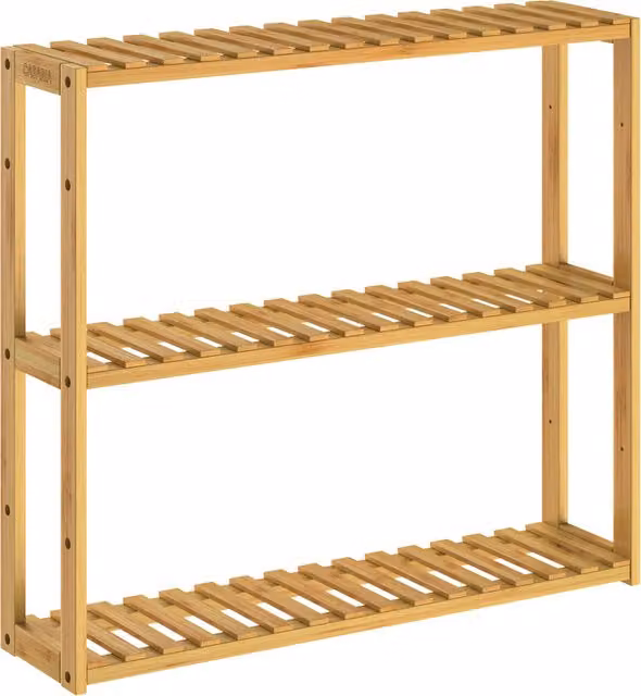 Scaffale da bagno Casaria® in bambù marrone con 3 ripiani regolabili L: 54 cm, P: 15 cm, H: 60 cm – 1